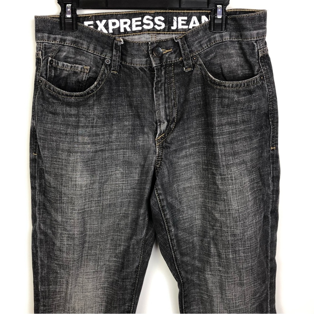 Express Mens Gray Slim Low Rise Bootcut Rocco Jeans 32x34 - Picture 4 of 6